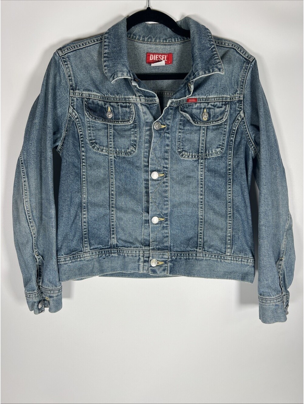 Diesel Ladies Cropped Denim Jacket Medium Blue-Size Large